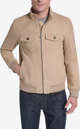 Cole Haan Mens Suede Harrington Jacket - Beige Size Medium