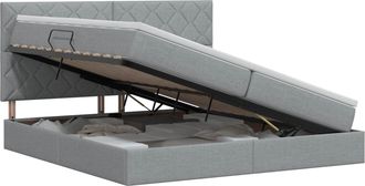 vidaXL Cama Con Almacenamiento Y Colch&oacute;n Gris Claro 200 X 200 Cm Tela Vidaxl