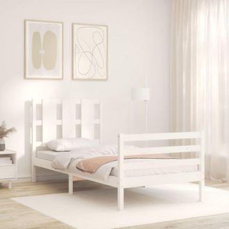 vidaXL Bed Frame without Mattress White 90x200 cm Solid Wood Vidaxl
