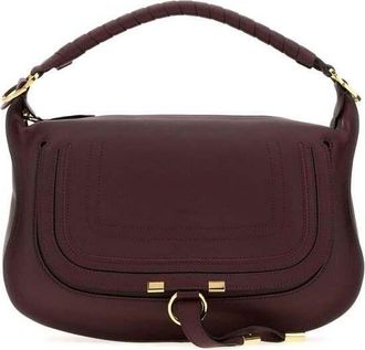 Chlo&eacute; Aubergine Leather Small Marcie Shoulder Bag Dark velvet