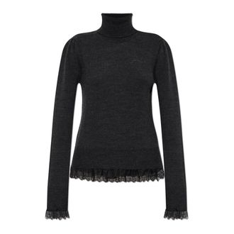 Ganni Truien & Vesten, Dames, Grijs, XS, Wol, Turtleneck in Lace Merino