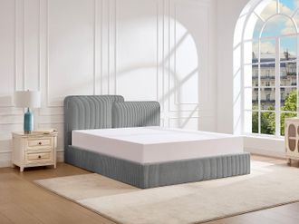 Vente-Unique Letto contenitore 180 x 200 cm - Velluto a coste - Grigio - NAYOLA