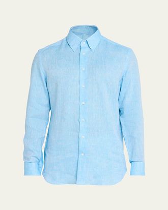 Bergdorf Goodman Mens Heathered Cotton Button-Down Shirt