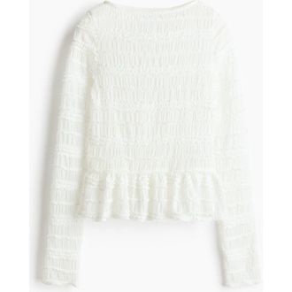 H&M Smocked Top in White at Nordstrom, Size Xx-Large