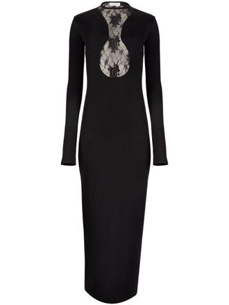 Nina Ricci lace-panelling maxi dress - Black