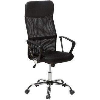 Beliani Beliani - Silla De Oficina Reclinable De Poli&eacute;ster Negro Plateado Giratoria Ajustable Design