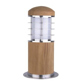 Netlighting Poole 1 Light Outdoor Bollard Light Stainless Steel Teak IP55 E27