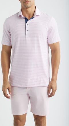 Greyson Quogue Stripe Performance Golf Polo in Sunrise/Arctic at Nordstrom, Size Xx-Large