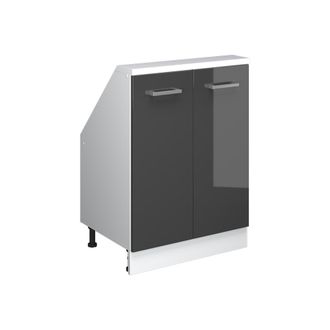 Vicco Armario De Cocina Para Techo Inclinado R-line, Antracita Brillo Intenso/blanco, 60 Cm Con 2 Puertas, Vicco