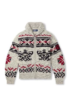 Polo Ralph Lauren Shawl-Collar Wool-Jacquard Zip-Up Cardigan