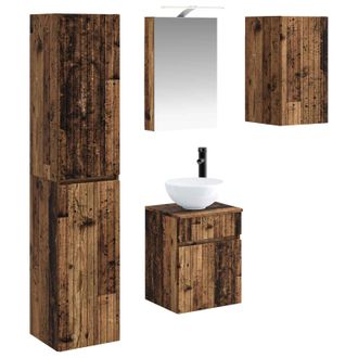 vidaXL Juego De Muebles De Ba&ntilde;o 5 Pcs Madera Envejecida Vidaxl