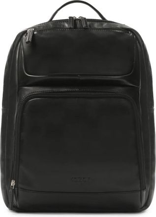 Kazar Grote rugzak met laptopvak - Heren - Rugzakken - Zwart - ONE Size - Leer - Tassen