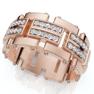Pompeii3 3/4Ct Mens Round Cut Diamond 10MM Wide Ring Wedding Band 10k Gold Lab Grown