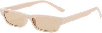 Generic Fashion Small Square Frame Mens And Womens Street Sunglasses Outdoor Shopping Vacation(Beige)
