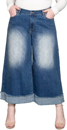 Standards & Practices High Waist Crop Wide Leg Jeans in Two Tone at Nordstrom, Size 22W