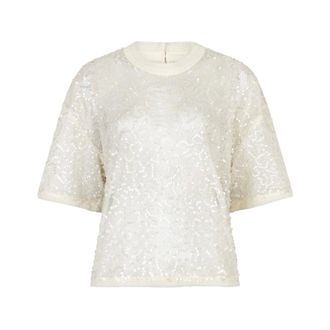 Dante6 Zaira Sequins Net Top - Dames - Blouses & Shirts - Beige - Maat: L Chiffon