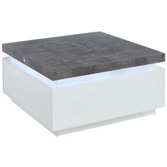 Vente-Unique Vente-unique - Tavolino con 2 cassetti e led in mdf laccato Bianco e Calcestruzzo - halo ii