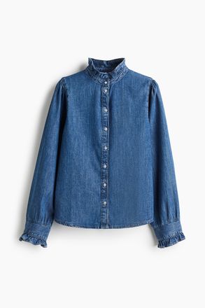 H&M Denimbluse mit Volants - Denimblau