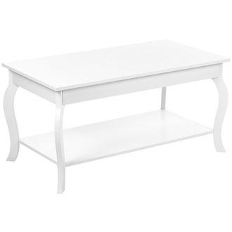 Beliani Beliani - Mesa De Centro Blanca 101 X 55 Cm Mdf Tablero De Part&iacute;culas Estante Hartford