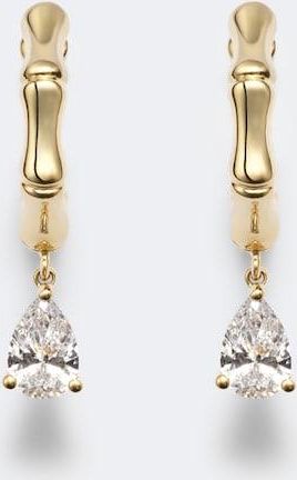 Anita Ko Bamboo Small 18kt gold huggie earrings with diamonds