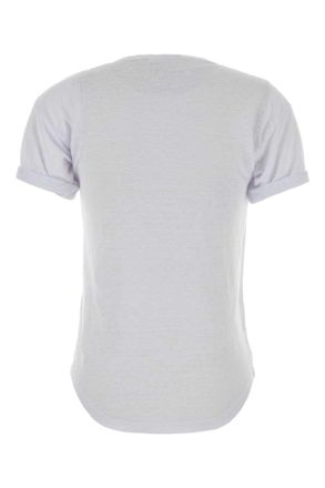 Isabel Marant Womens White Linen Koldia T-Shirt White-Burgundy White/burgundy
