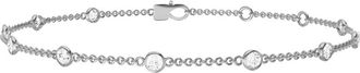 Diamond2Deal 14K White Gold 4ct Round Lab Grown Diamond Station Bracelet (E-F, VS1-VS2)