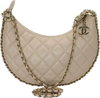 Chanel Beige Leather Moon Small Hobo Bag (Authentic Pre-Loved)