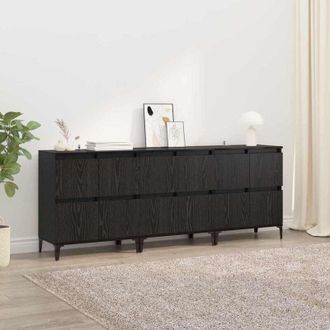 vidaXL vidaXL Sideboards 3 pcs Rovere Nero 60 x 35 x 70 cm Legno multistrato