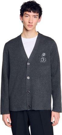 Sandro Cardigan with snake detail in Lime at Nordstrom, Size Xx-Large