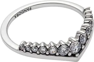 Pandora Accessoires, Dames, Grijs, 54 MM, Wishbone Ring Met Zirkonia
