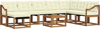 vidaXL Conjunto De Sof&aacute;s De Exterior 9 Uds. Natural Y Crema Vidaxl
