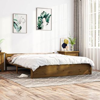 vidaXL Vidaxl - Estructura Cama Sin Colch&oacute;n Madera Maciza Marr&oacute;n Miel 200x200cm