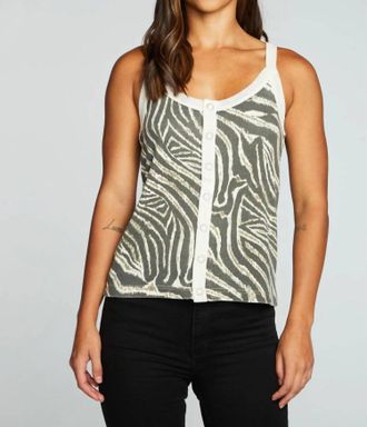 Chaser Recycled Vintage Rib Tank In Zebra Print
