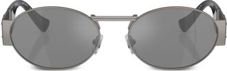 Versace Medusa-motif oval-frame sunglasses - unisex - Steel - 56 - Grey