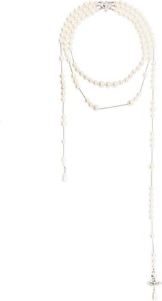 Vivienne Westwood pearl-embellished wraparound necklace - women - Brass/Pearl - OS - White