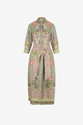 Pierre-Louis Mascia Midi-Kleid mit Kubanischem Kragen Aloe