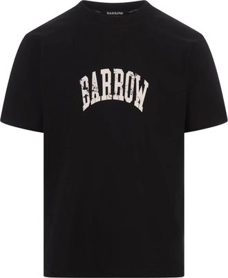 Barrow Vintage Oversized T-shirt met Lettering en Smile Print - Heren - T-shirts - Zwart - L - Katoen - Tops