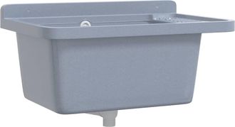 vidaXL Fregadero Lavabo De Pared Resina Gris 60x40x28 Cm Vidaxl