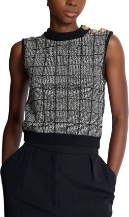 Balmain Tweed crop top with buttons in Black at Nordstrom, Size 40 Eu