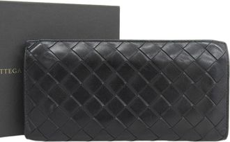 Bottega Veneta Black Intrecciato Long Wallet (Bi-Fold) (Pre-Owned)