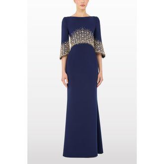 Jenny Packham Electrica Embellished Maxi Dress in Midnight Kiss at Nordstrom, Size 10 Uk