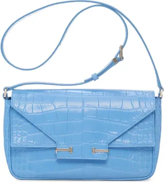 Tom Ford Small Aube Croc Embossed Leather Shoulder Bag in Lichen Blue at Nordstrom