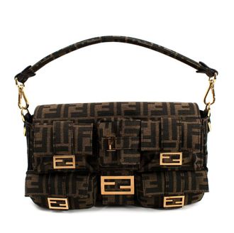 Fendi Monogram Canvas Multi-Pocket Baguette Bag