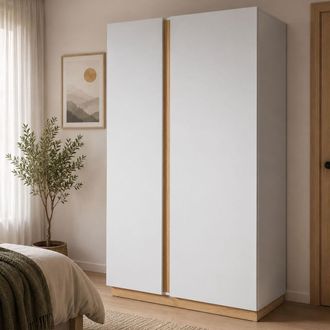 Dmora Guardarropa 2 Puertas Kabatoli, Armario Habitaci&oacute;n Perchero, 5 Estantes, 2 Puertas, 97x194h Cm Marr&oacute;n Roble Nodo