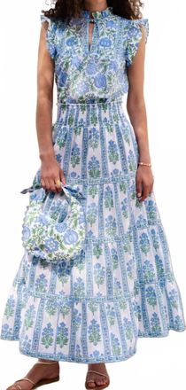 PINK CITY PRINTS Arles Midi Skirt In Meadow Border