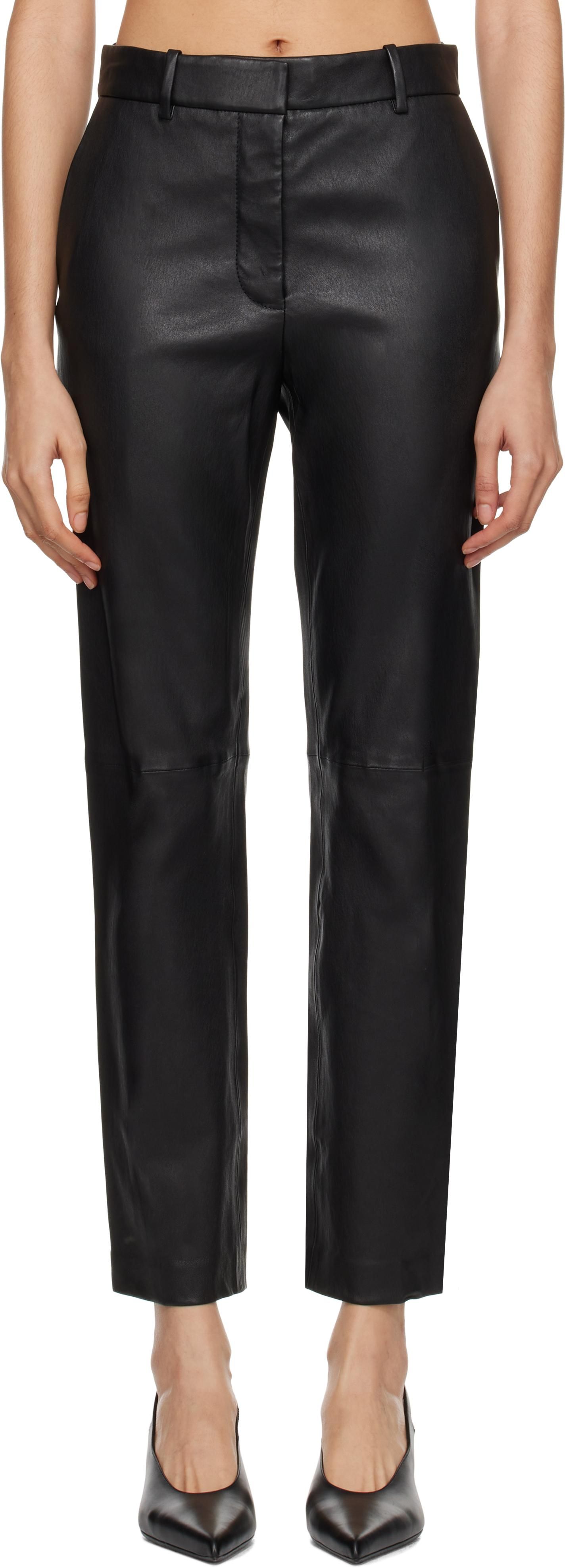 Michael Kors Black Pants With Belt Loops In Leather Woman