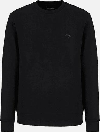 Emporio Armani Mens Cotton Chest Logo Regular Fit Black Sweatshirt - Size: 42