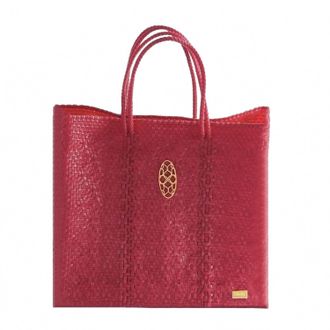Lola's Bag Womens Medium Woven Shoulder Strap Tote Bag In Red