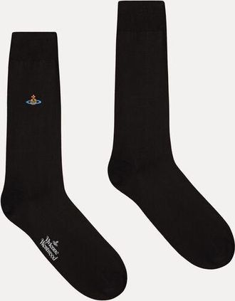 Vivienne Westwood Uni Colour Plain Socks Cotton Black 9-11 Unisex