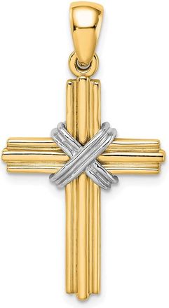 Diamond2Deal 14k Yellow Gold and White Rhodium -X- Center Passion Cross Pendant